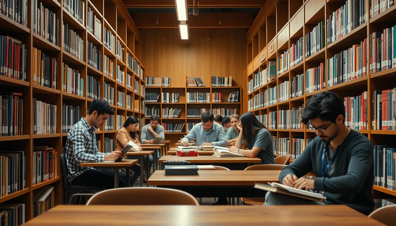 Students collaborating in study space